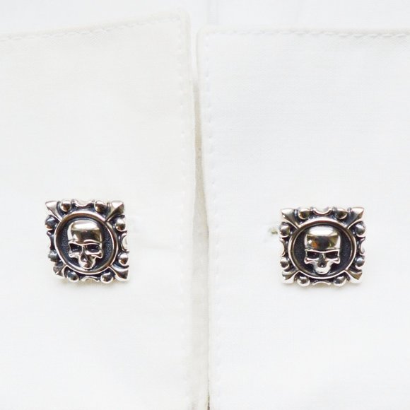 STERLING SILVER 925 DESIGNER CUFFLINKS SCULL DESIGN ONE SIZE NEWLY HANDMADE - Picture 14 of 15